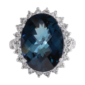 Topaz Diamond Ring 14K White Gold