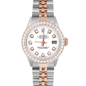 Rolex Ladies Rose Gold Datejust White