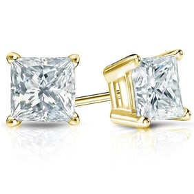 Natural 2.00 CTW Diamond Stud Earrings 14K Yellow Gold