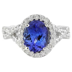 Tanzanite Diamond Ring 14K White Gold