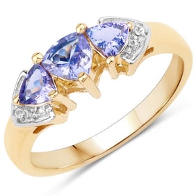 0.90 CT Genuine Tanzanite and White
