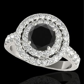 2.25 ctw Certified VS Black Diamond Solitaire Halo Ring 10k White Gold
