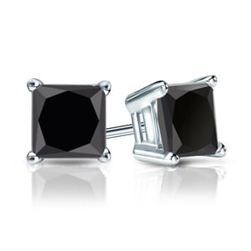 Natural 3.50 CTW Black Diamond Stud Earrings 14K White Gold