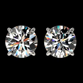 2.09 ctw Certified Quality Diamond Stud Earrings 10k White Gold