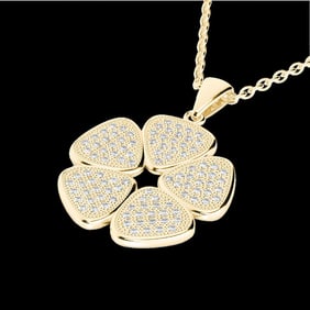 0.80 ctw Micro Pave VS/SI Diamond Designer Necklace 14k Yellow Gold