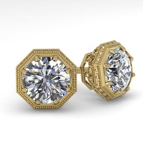 1.53 ctw Certified VS/SI Diamond Stud Earrings Art Deco 18k Yellow Gold