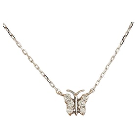 Diamond Butterfly Necklace 14K White Gold