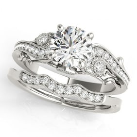 1.57 ctw Certified VS/SI Diamond 2pc Wedding Set Antique 14k White Gold