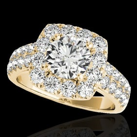 2.5 ctw Certified Diamond Solitaire Halo Ring 10k Yellow Gold