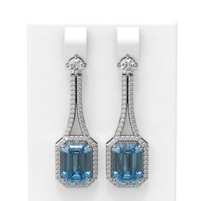 10.23 ctw Blue Topaz & Diamond Earrings 18K White Gold