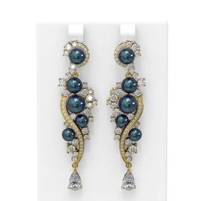 5.13 ctw Diamond & Pearl Earrings 18K Yellow Gold