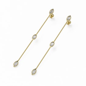 2 ctw Marquise Diamond Station Earrings 18K Yellow Gold