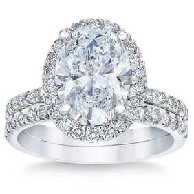 Natural 2.71 CT Diamond Bridal Ring 18K White Gold