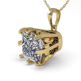 1 ctw Certified VS/SI Princess Diamond Necklace Vintage 18k Yellow Gold