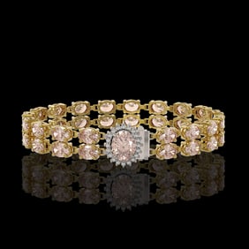 27.57 ctw Morganite & Diamond Bracelet 14K Yellow Gold