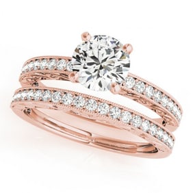 1.63 ctw Certified VS/SI Diamond 2pc Wedding Set Antique 14k Rose Gold