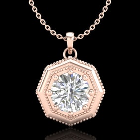 0.75 ctw VS/SI Diamond Solitaire Art Deco Stud Necklace 18k Rose Gold