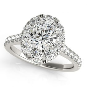 Natural 1.7 ctw Diamond Solitaire Halo Ring 14k White Gold