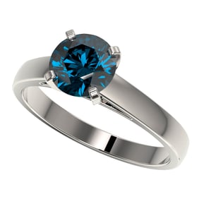 1.46 ctw Certified Intense Blue Diamond Engagment Ring 10k White Gold