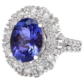 Tanzanite Diamond Ring 14K White Gold