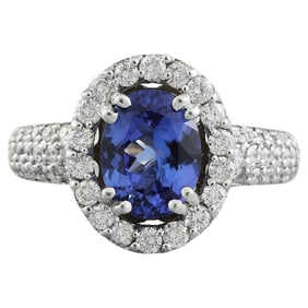 Tanzanite Diamond Ring 14K White Gold