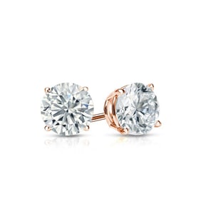 Natural 0.62 CTW Diamond Stud Earrings 18K Rose Gold