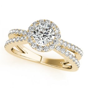 1.36 ctw Certified VS/SI Diamond Halo Ring 18k Yellow Gold