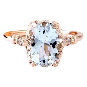 3.40 CTW Aquamarine 14K Rose Gold Diamond Ring