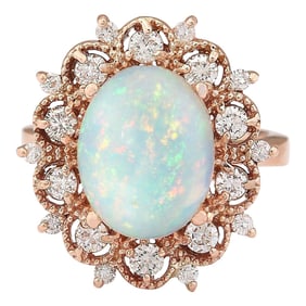 Opal 14K Rose Gold Diamond Ring