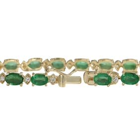Emerald Diamond Bracelet In 14 Karat