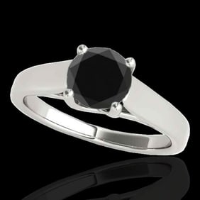 1.5 ctw Certified VS Black Diamond Solitaire Ring 10k White Gold