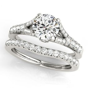 1.56 ctw Certified VS/SI Diamond 2pc Wedding Set 14k White Gold