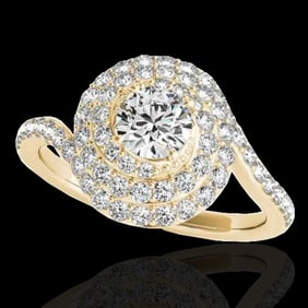 2.11 ctw Certified Diamond Solitaire Halo Ring 10k Yellow Gold