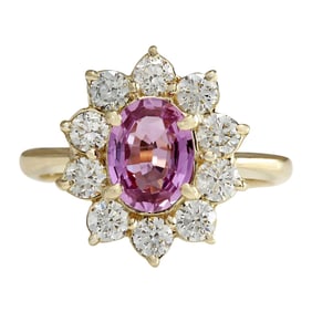 Sapphire Diamond Ring 14K Yellow Gold