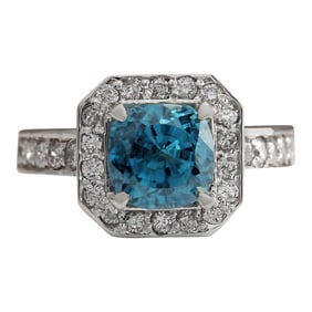 Natural Zircon 14 Karat White Gold