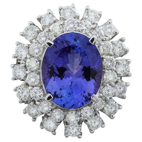 9.00 CTW Tanzanite 14K White Gold Diamond Ring