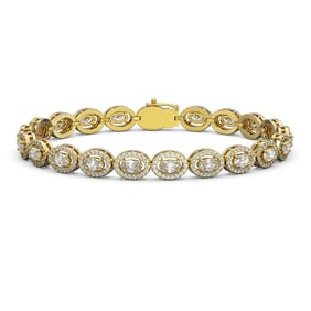 9.49 ctw Oval Cut Diamond Micro Pave Bracelet 18K Yellow Gold