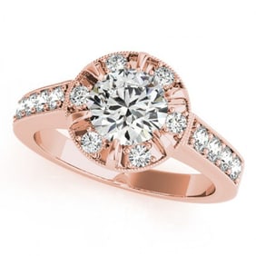 2 ctw Certified VS/SI Diamond Halo Ring 18k Rose Gold