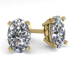 1.02 ctw Oval Cut VS/SI Diamond Stud Designer Earrings 18k Yellow Gold