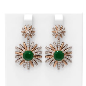 6.23 ctw Emerald & Diamond Earrings 18K Rose Gold
