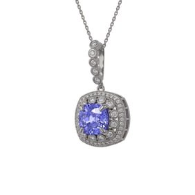 7.19 ctw Tanzanite & Diamond Victorian Necklace 14K White Gold