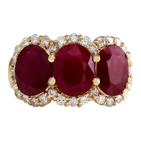 Ruby Diamond Ring 14K Yellow Gold