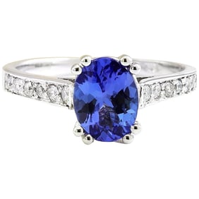Tanzanite Diamond Ring 14K White Gold