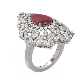 5.77 ctw Ruby & Diamond Ring 18K White Gold