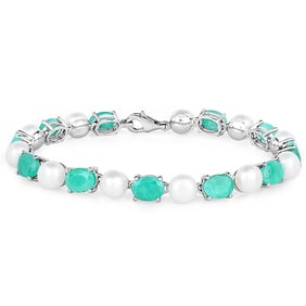33.00 CT Genuine Emerald and Pearl