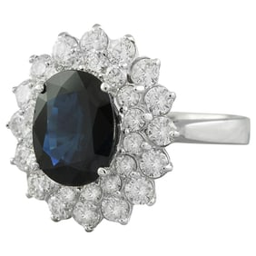 Natural Sapphire Diamond Ring In 14