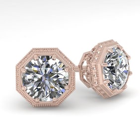 1.50 ctw VS/SI Diamond Stud Earrings Art Deco 18k Rose Gold