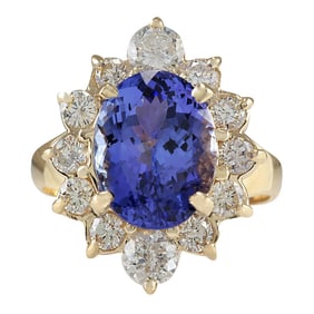 Tanzanite Diamond Ring 14K Yellow Gold