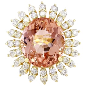 Morganite Diamond Ring 14K Yellow Gold