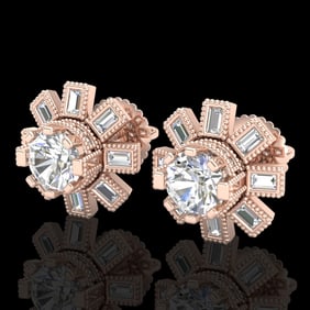 1.77 ctw VS/SI Diamond Solitaire Art Deco Stud Earrings 18k Rose Gold